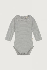 Baby Collar Onesie | Gray Melange - Cream