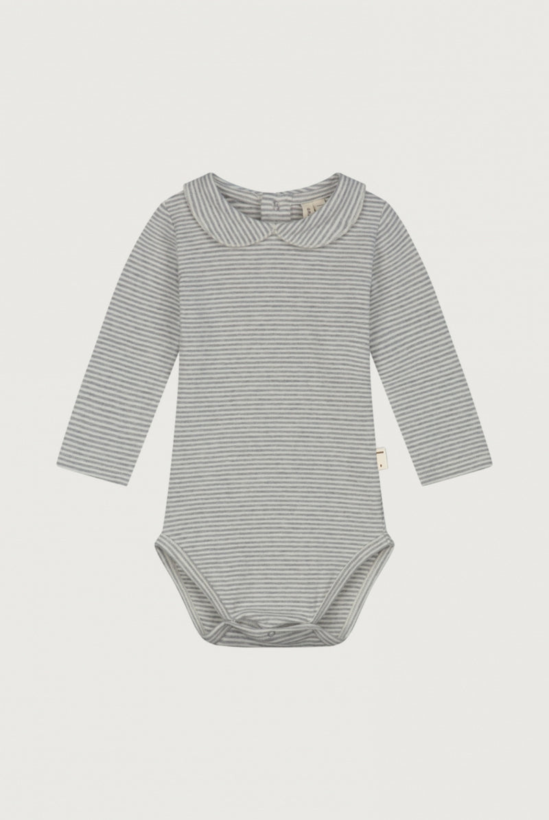 Baby Collar Onesie | Gray Melange - Cream