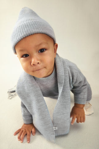 Baby Knitted Beanie Grey Melange