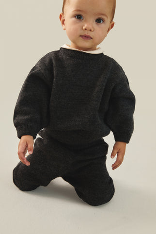 Baby Knitted Legs | Nearly Black Melange