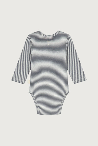 Baby L/S Onesie | Blue Gray - Cream