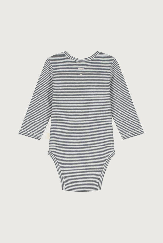 Baby L/S Onesie | Blue Gray - Cream