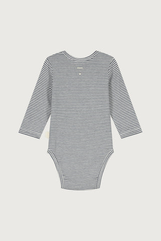 Baby L/S Onesie | Blue Grey - Cream