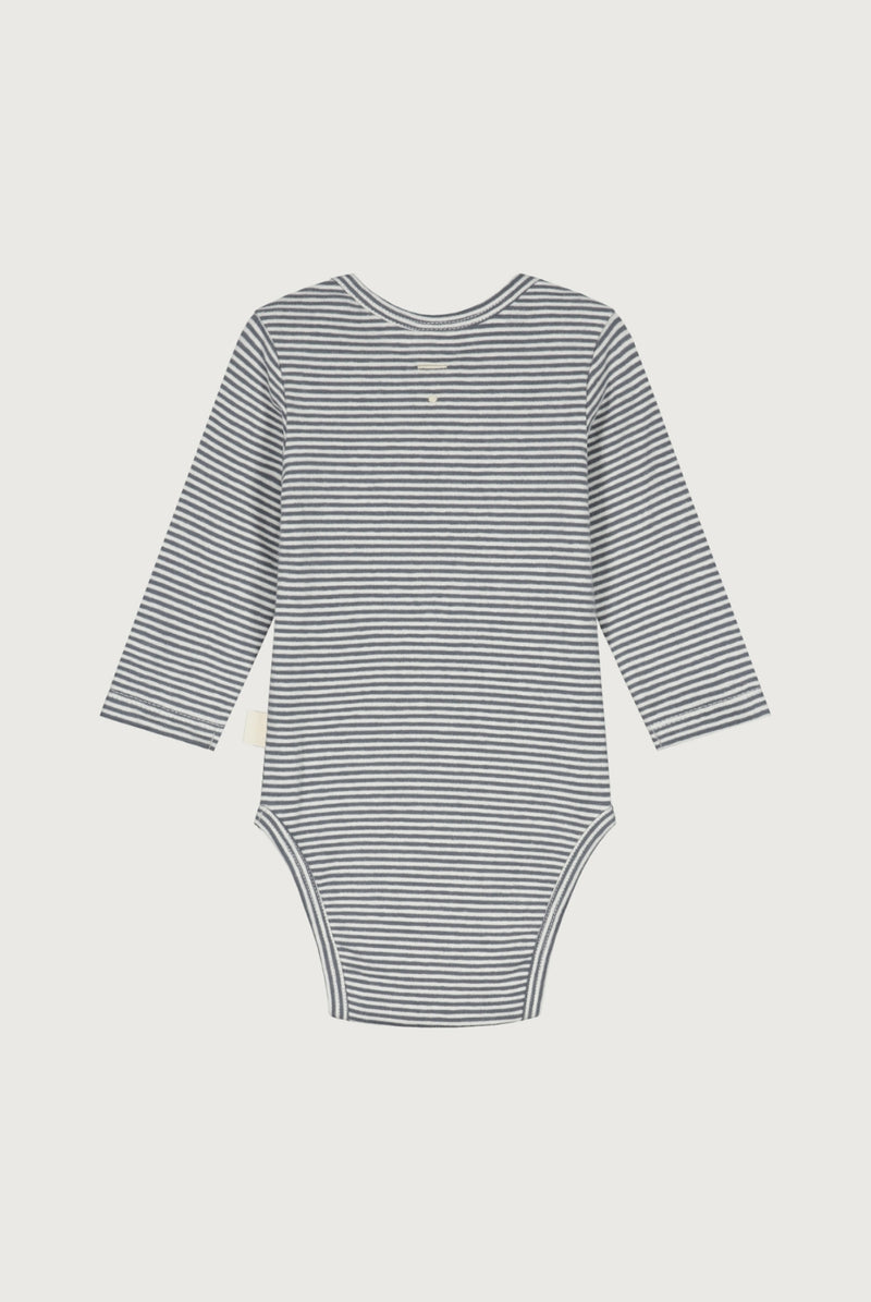 Baby L/S Onesie | Blue Grey - Cream