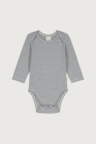 Baby L/S Onesie | Blue Gray - Cream