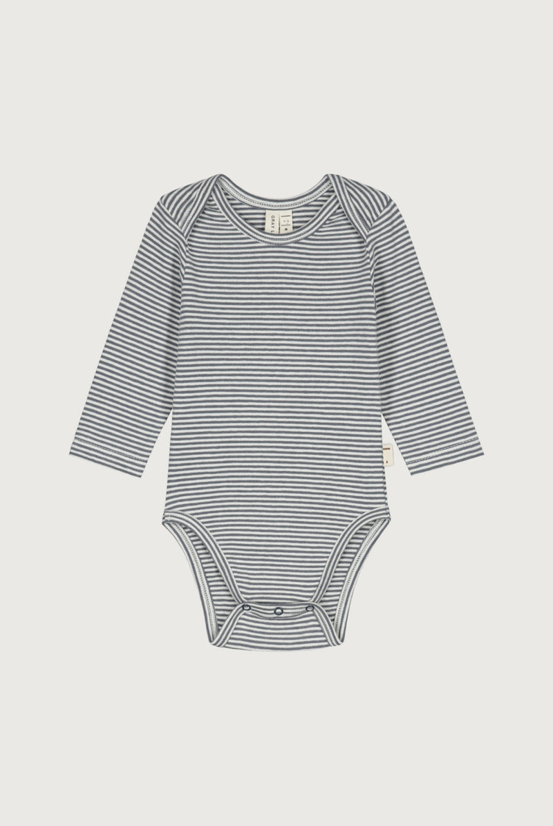 Baby L/S Onesie | Blue Gray - Cream