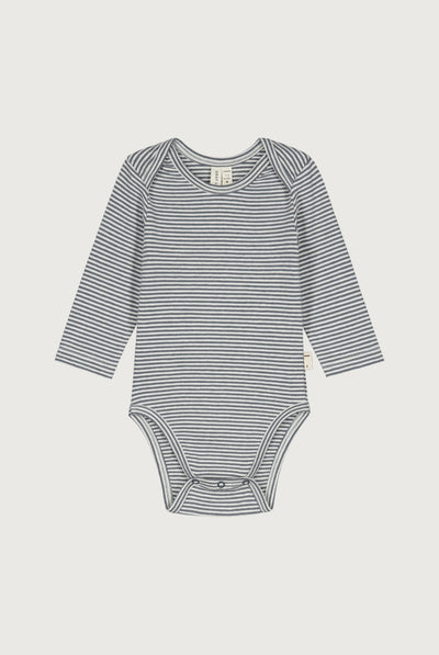 Baby L/S Onesie | Blue Gray - Cream
