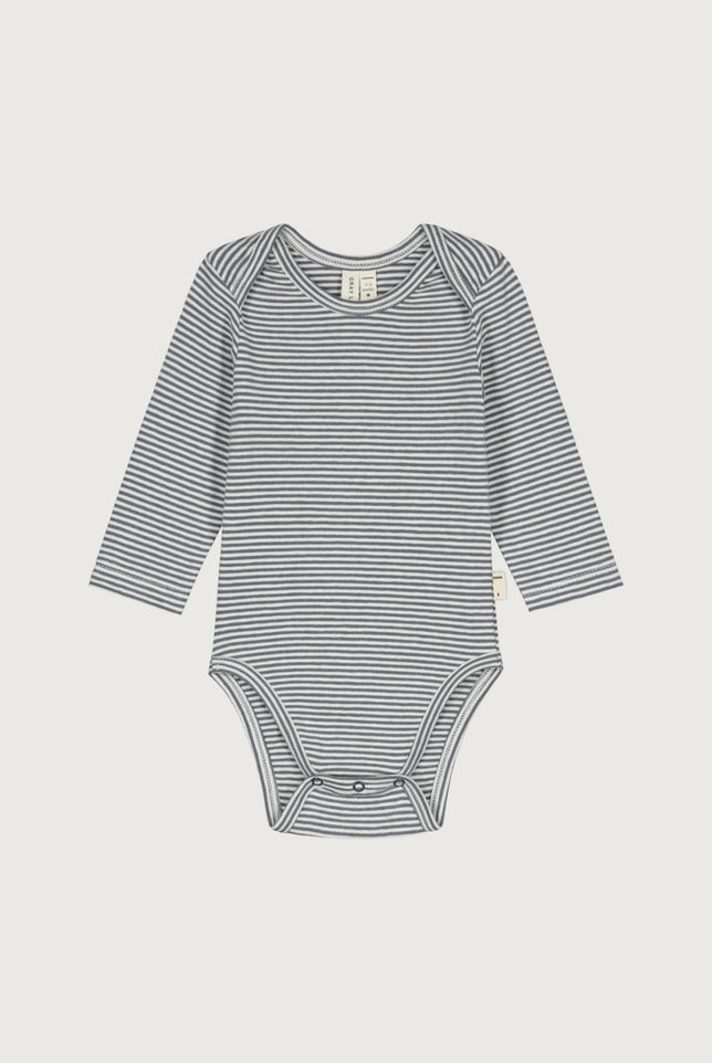 Baby L/S Onesie | Blue Gray - Cream