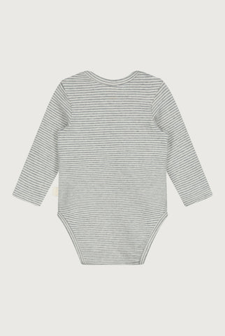Baby L/S Onesie | Grey Melange - Cream