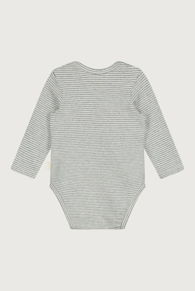 Baby L/S Onesie | Grey Melange - Cream