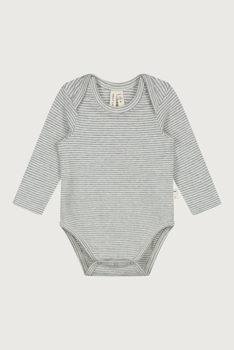 Baby L/S Onesie | Grey Melange - Cream