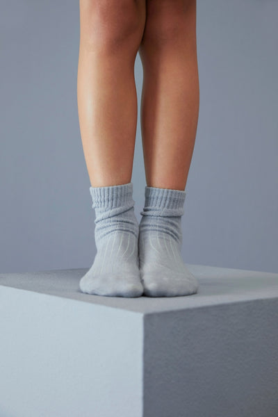 Ribbed Socks 2-Pack | Stone Gray - Cream