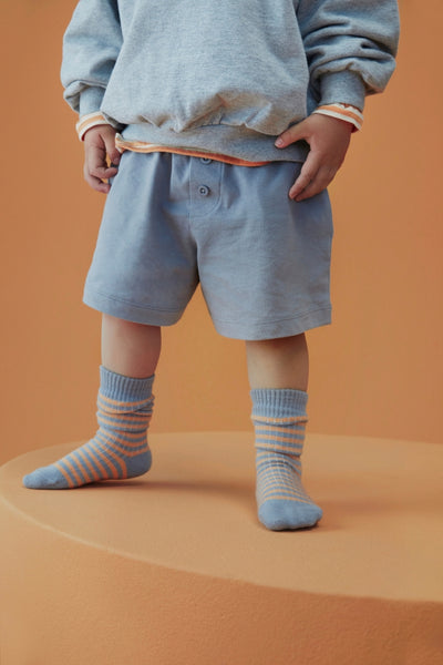 Long Ribbed Socks | Stone Gray - Melon