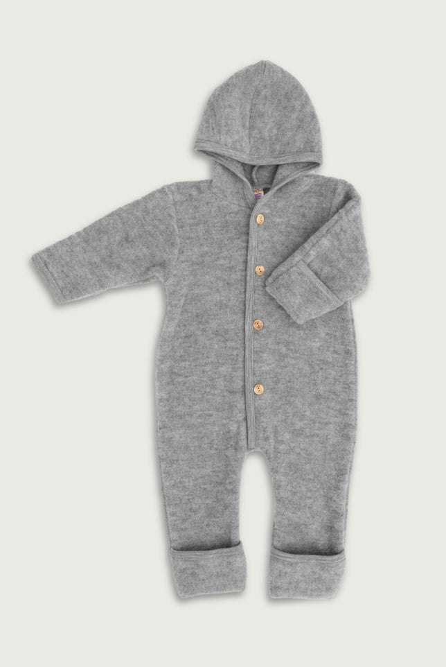 Engel Natur Baby Hooded Overall | Light Gray Melange