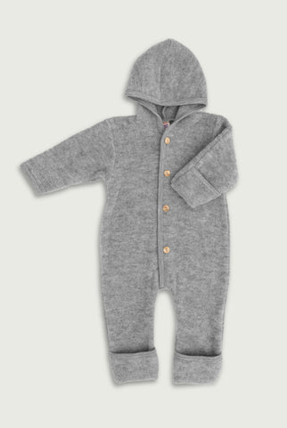 Engel Natur Baby Hooded Overall | Light Grey Melange