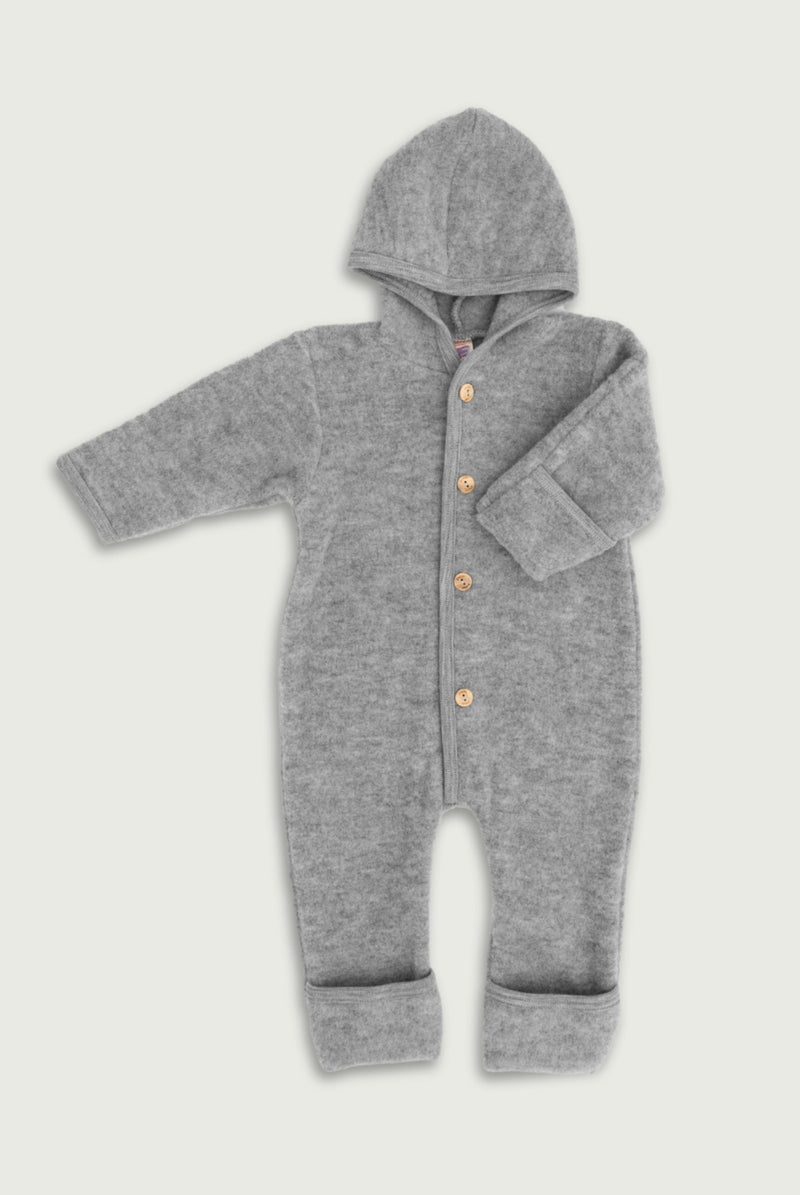 Engel Natur Baby Hooded Overall | Light Grey Melange
