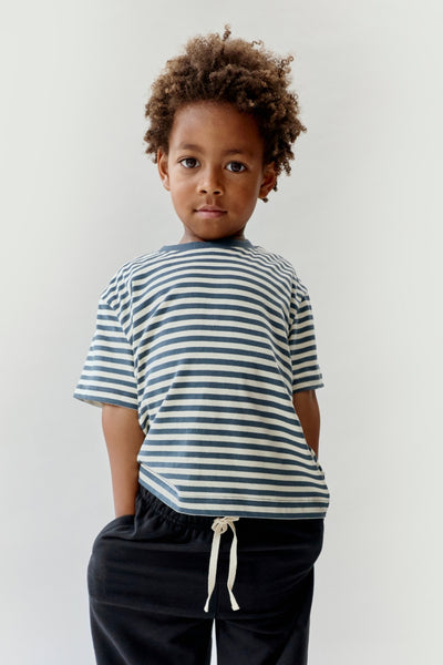 Oversized Tee | Blue Gray - Cream