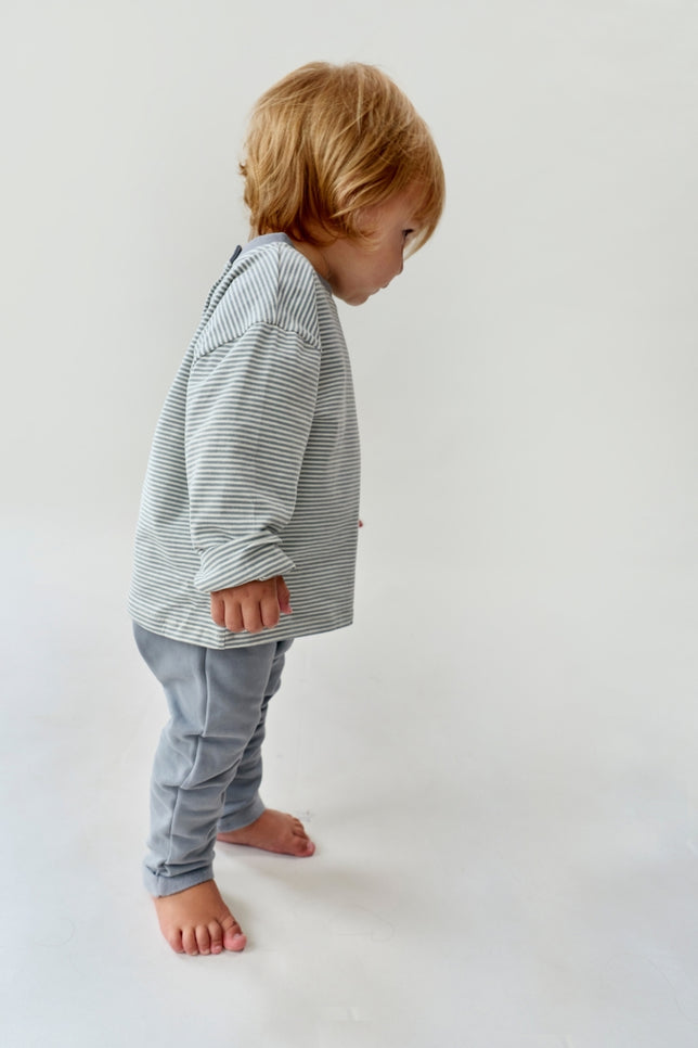 Baby L/S Pocket Tee | Stone Gray - Cream