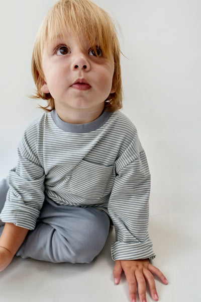 Baby L/S Pocket Tee | Stone Gray - Cream
