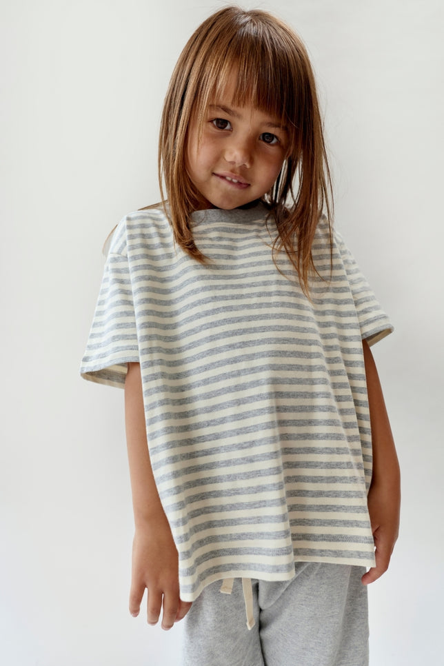 Oversized Tee | Gray Melange - Cream