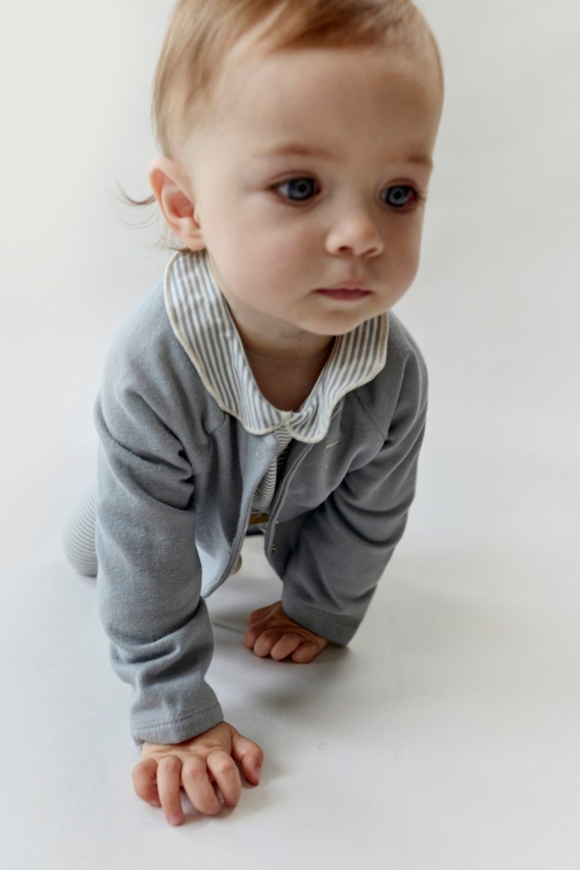 Baby Collar Onesie | Stone Gray - Cream