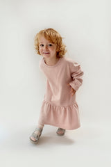 L/S Frill Dress | Faded Pink