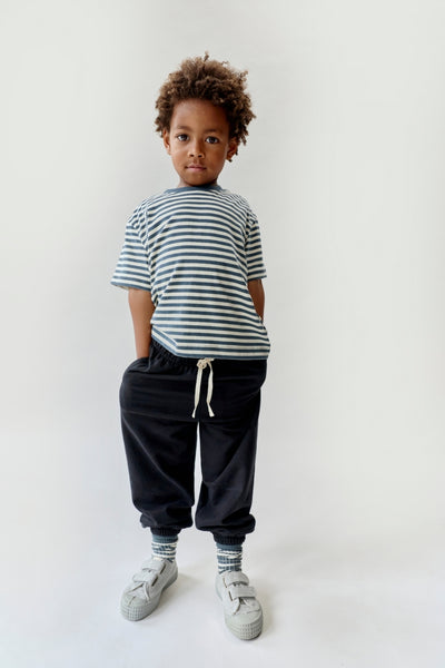 Oversized T-shirt | Blue Gray - Cream