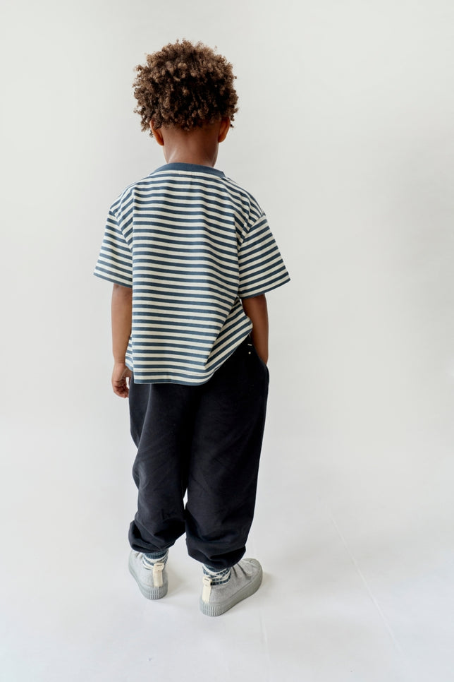 Übergroßes T-Shirt | Blue Gray - Cream