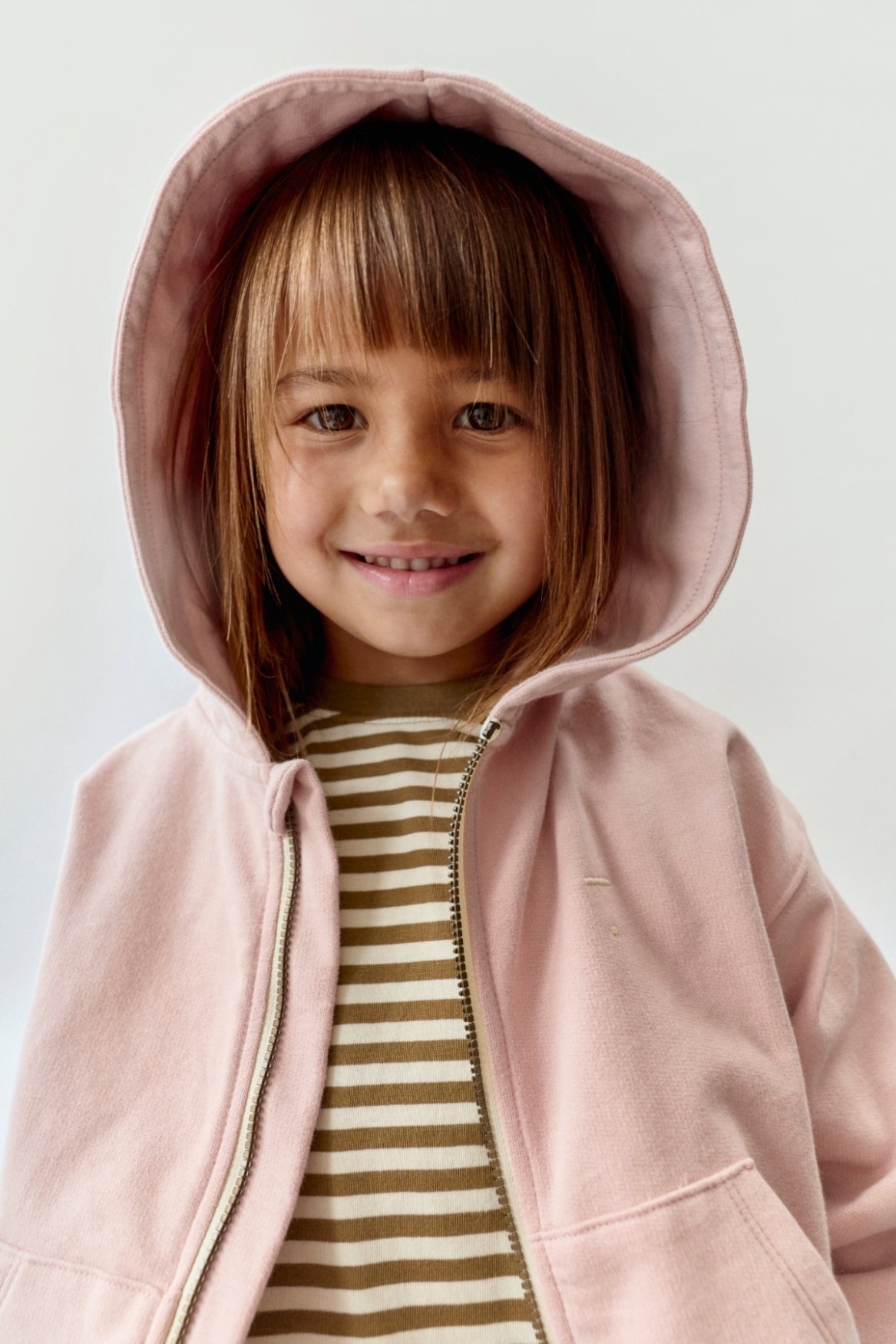 Hooded Cardigan with Zip | Faded Pink