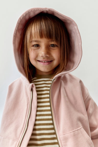 Hooded Cardigan with Zip | Faded Pink
