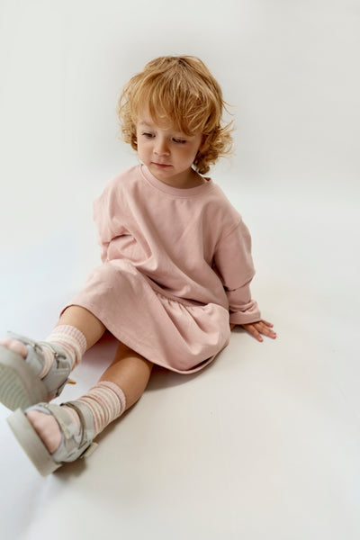 L/S Frill Dress GOTS | Faded Pink