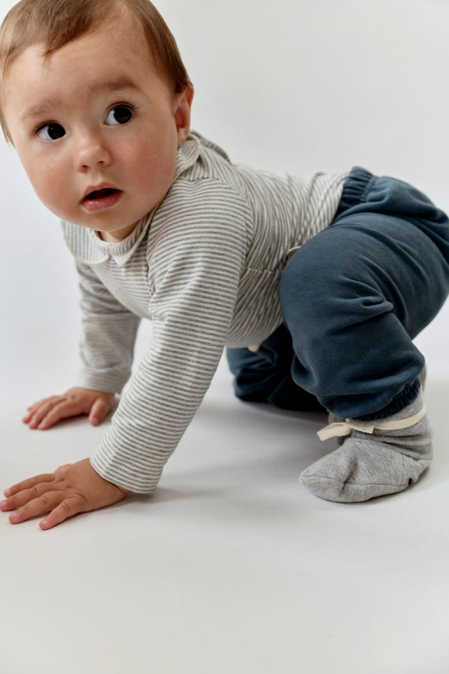 Baby Collar Onesie | Gray Melange - Cream