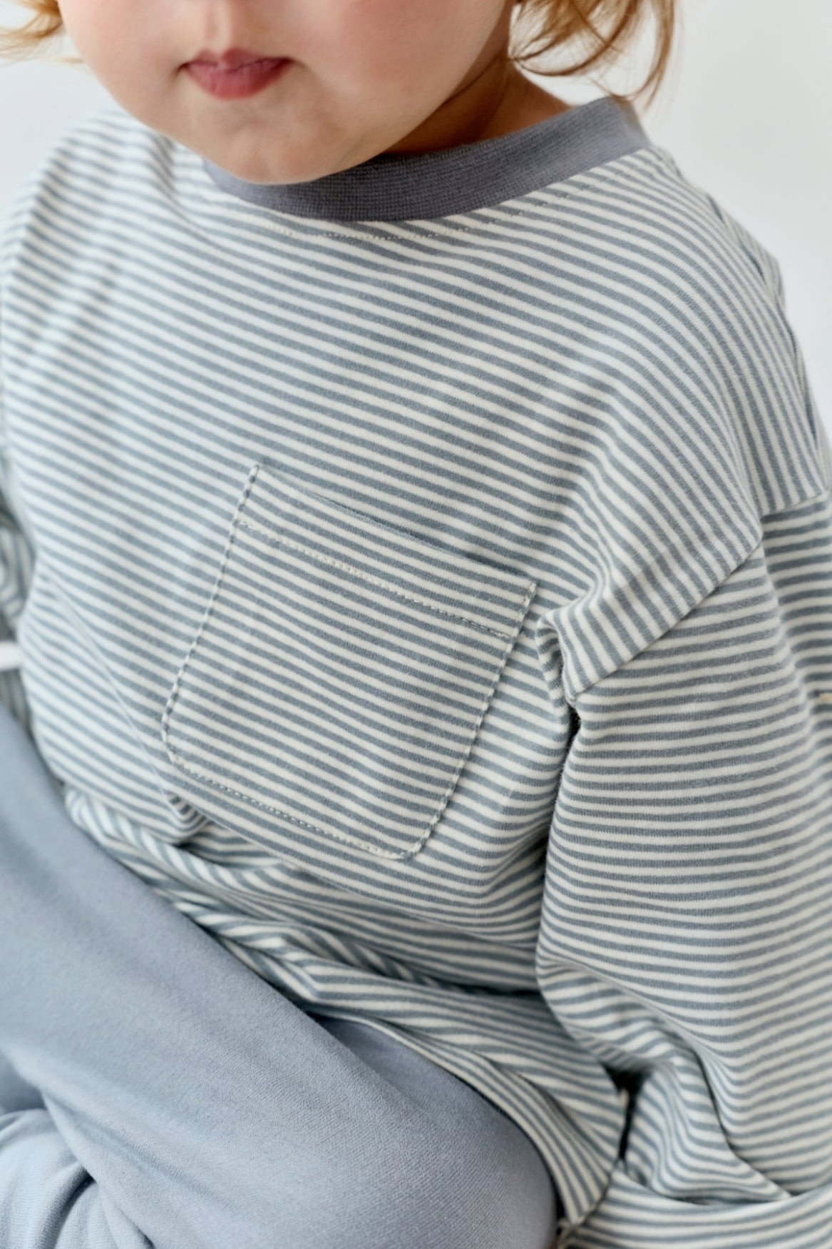 Baby L/S Pocket Tee | Stone Gray - Cream