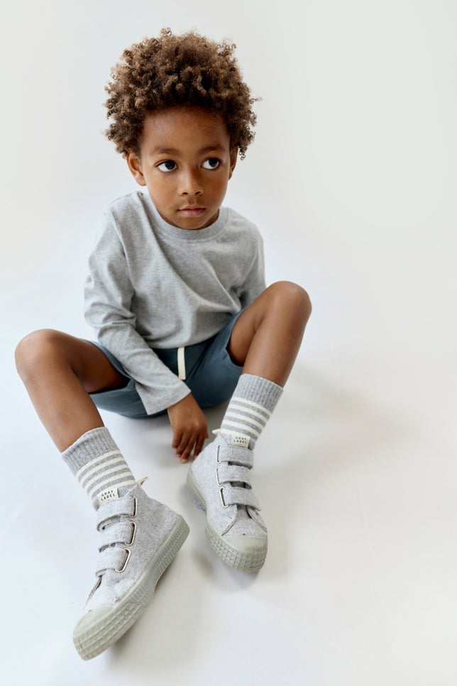 Rippsocken im 2er-Pack| Gray Melange - Cream