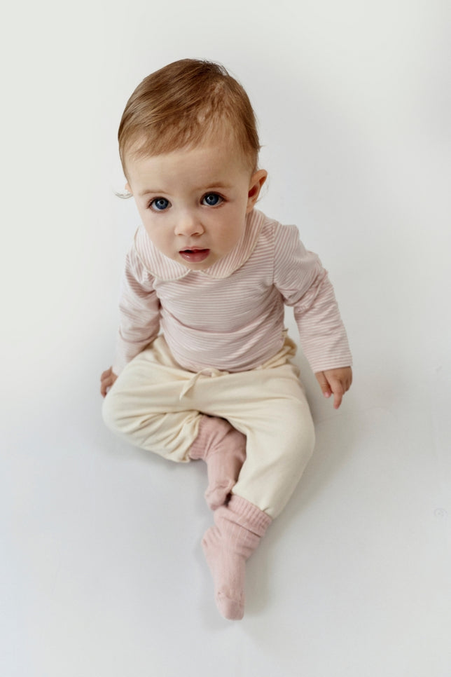 Baby Collar Onesie | Faded Pink - Cream