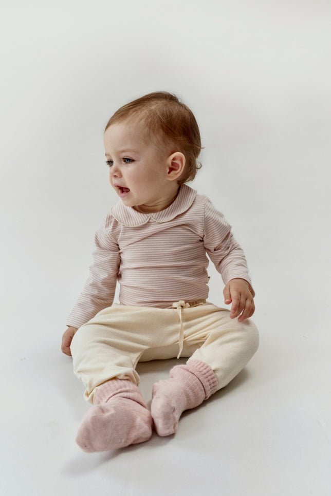 Baby Collar Onesie | Faded Pink - Cream
