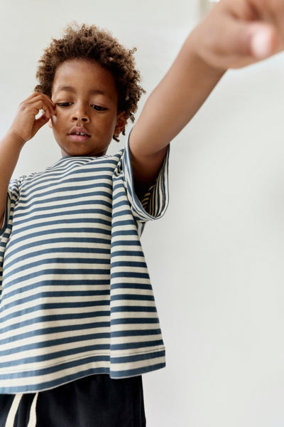 Oversized T-shirt | Blue Gray - Cream