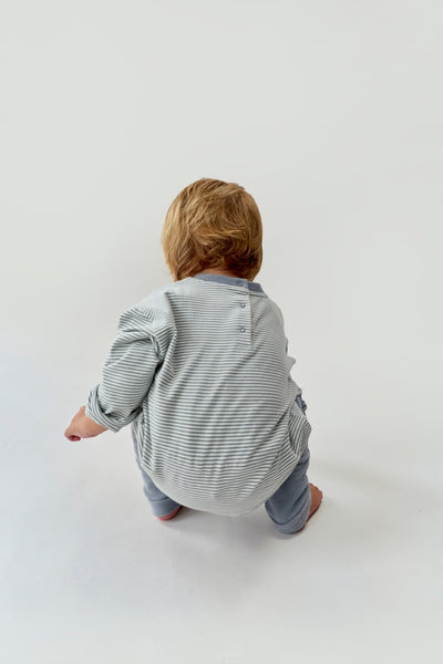 Baby L/S Pocket Tee | Stone Gray - Cream