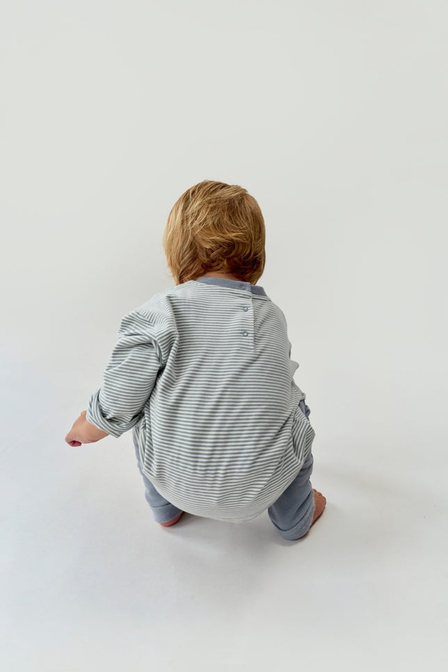 Baby L/S Pocket Tee | Stone Gray - Cream