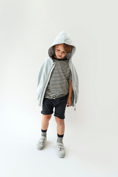 Hooded Cardigan with Zip | Gray Melange