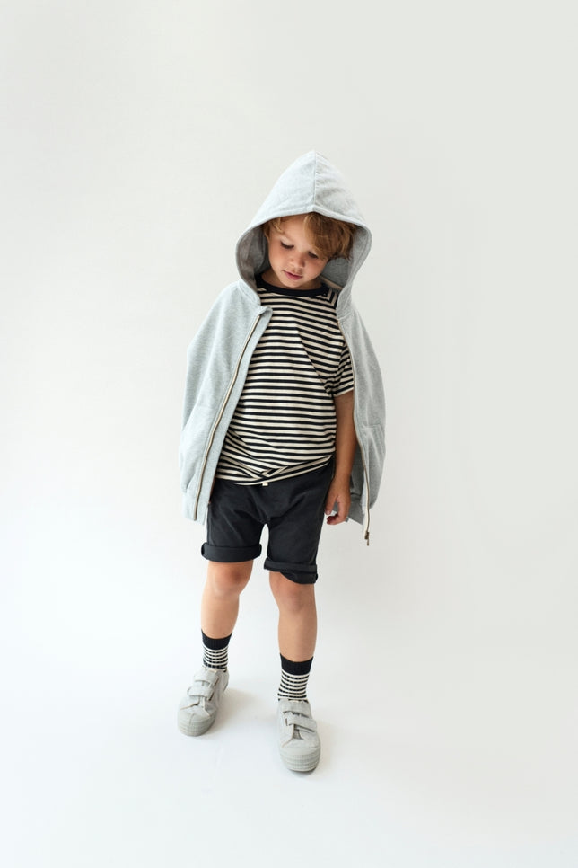 Hooded Cardigan with Zip | Gray Melange