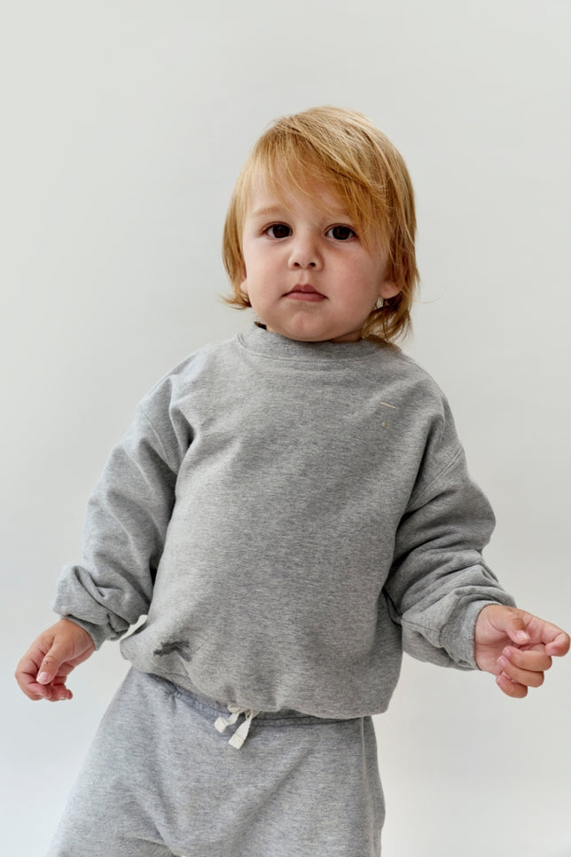 Baby Dropped-Shoulder-Pulli | Gray Melange