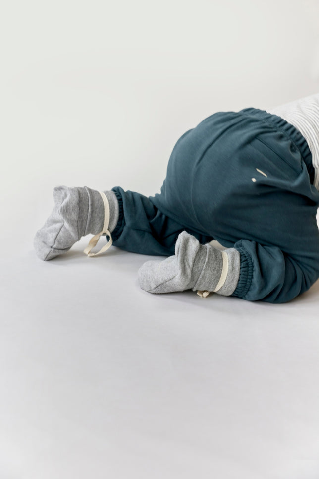 Baby Ribbed Booties | Gray Melange