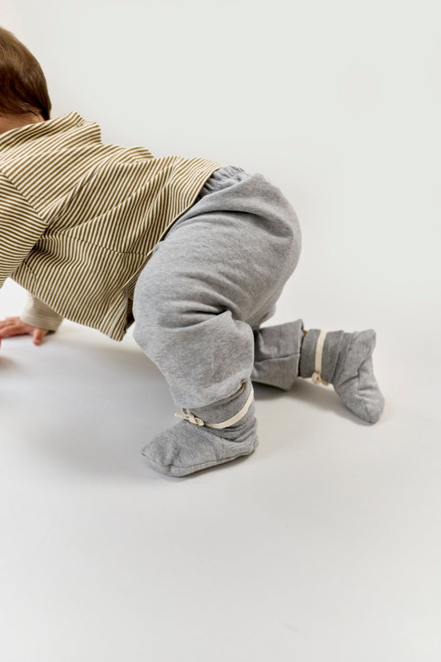 Baby Ribbed Booties | Gray Melange