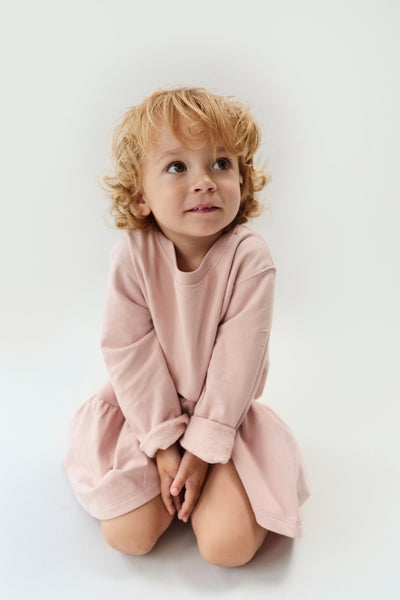 L/S Frill Dress GOTS | Faded Pink