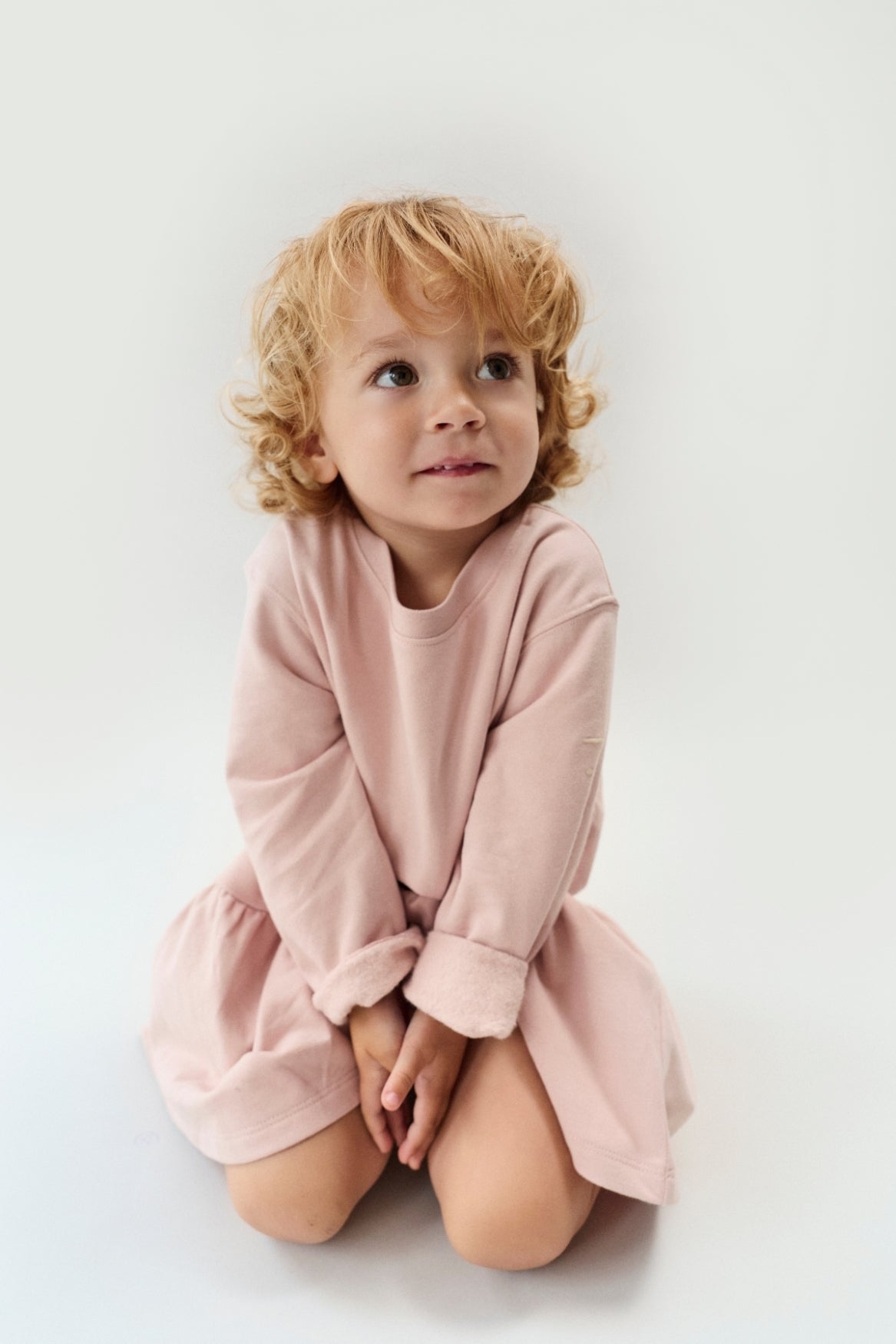 L/S Frill Dress GOTS | Faded Pink