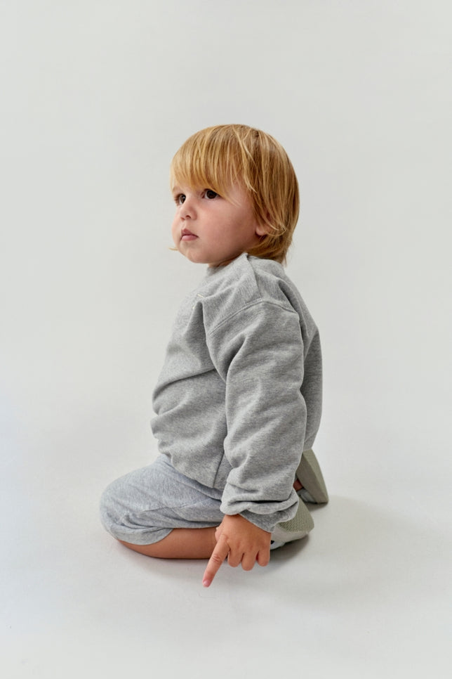 Baby Dropped-Shoulder-Pulli | Gray Melange