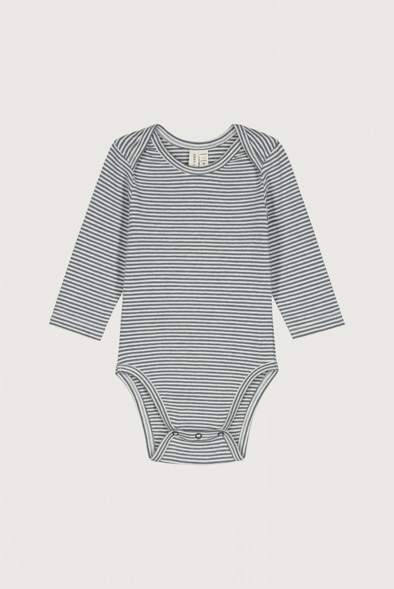 Baby L/S Body | Blue Grey - Cream