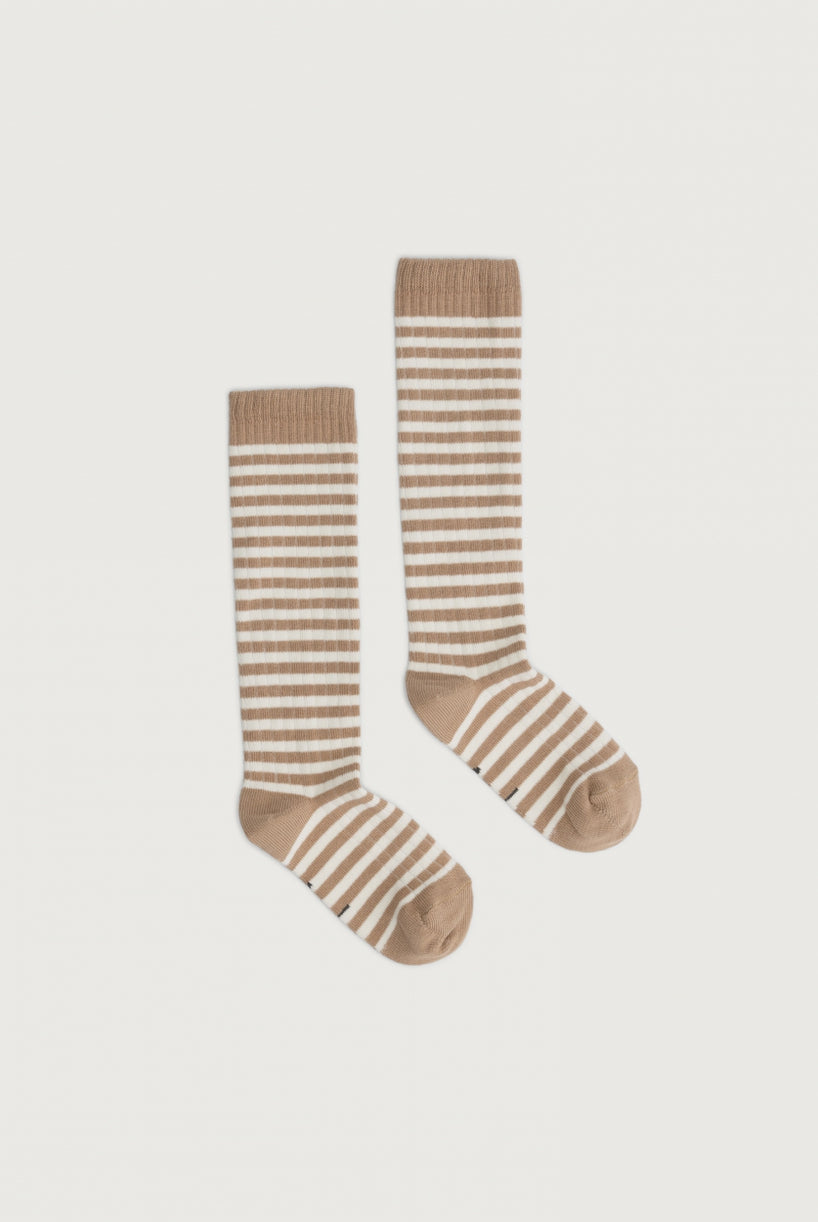 Long Ribbed Socks | Biscuit - Cream