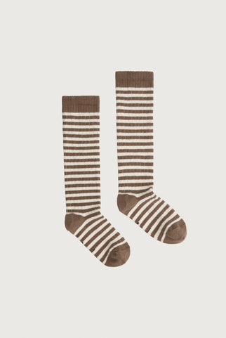 Lange Gerippte Socken | Brownie - Cream